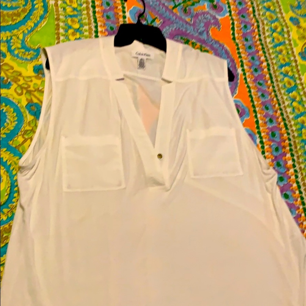 Calvin Klein tunic top white New XL